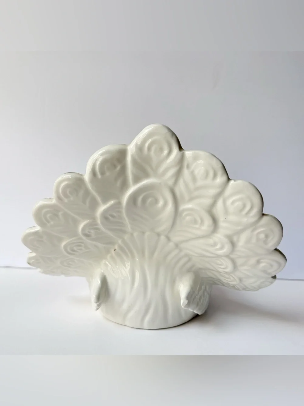 Vintage Capodimonte Peacock Bird Swan Floral Gilt Large Porcelain Planter Vase